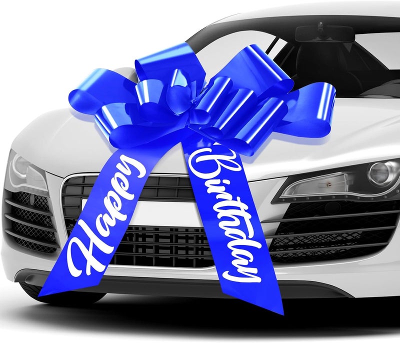 Datanly Happy Birthday Big Car Bow 30 Inch Giant Bow for Car Big Birthday Gift Wrapping for Large Gift Decoration(Blue) - Image 1